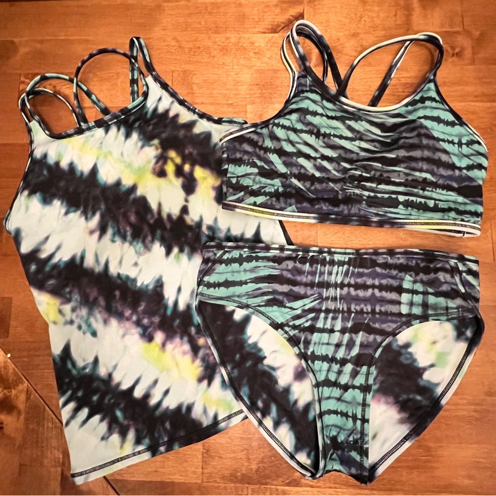 Athleta Girls 3 piece swim set L/12